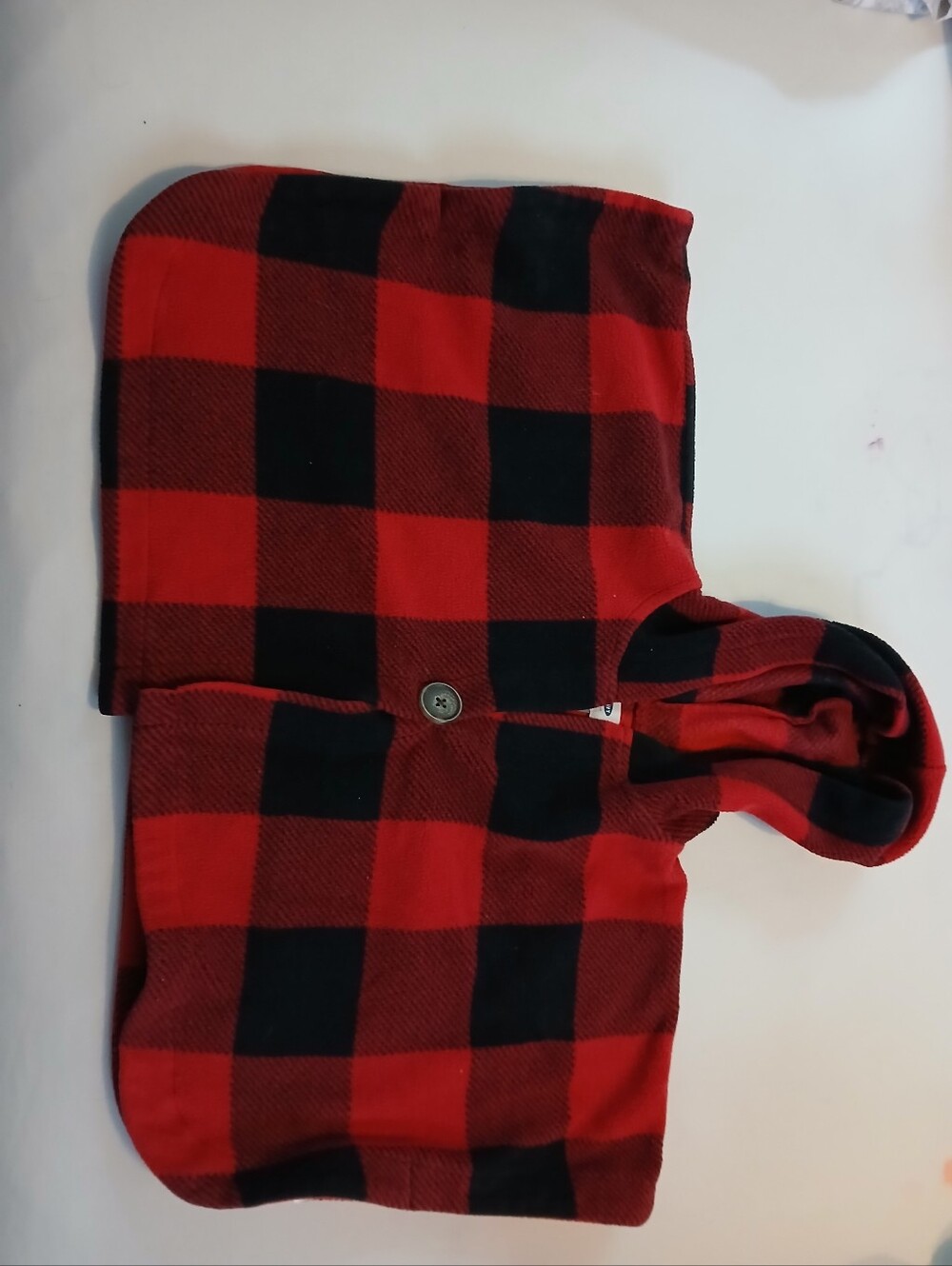 Old Navy Red and Black Buffalo Plaid Hooded Cape